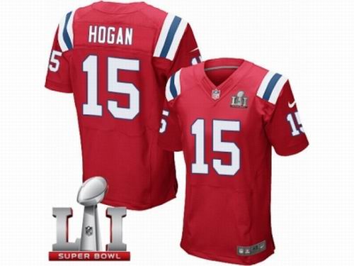Nike New England Patriots #15 Chris Hogan Elite Red Super Bowl LI 51 Jersey
