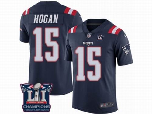 Nike New England Patriots #15 Chris Hogan Limited Navy Blue Rush Super Bowl LI Champions Jersey