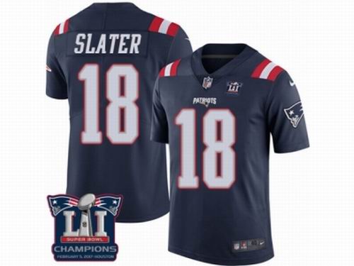 Nike New England Patriots #18 Matthew Slater Limited Navy Blue Rush Super Bowl LI Champions Jersey