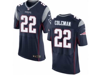 Nike New England Patriots #22 Justin Coleman Elite Navy Blue Jersey