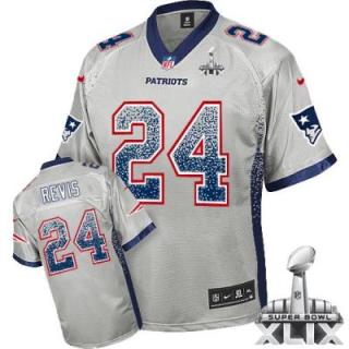 Nike New England Patriots #24 Darrelle Revis Grey Super Bowl XLIX Men-s Stitched NFL Elite Drift Fashion Jersey