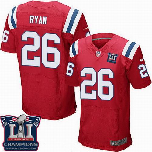 Nike New England Patriots #26 Logan Ryan Red 2017 Super Bowl LI Champions Patch Elite Jersey