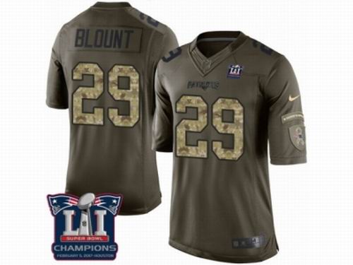 Nike New England Patriots #29 LeGarrette Blount Limited Green Salute to Service Super Bowl LI Champions Jersey
