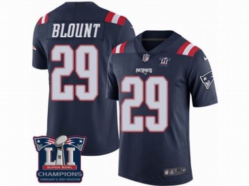 Nike New England Patriots #29 LeGarrette Blount Limited Navy Blue Rush Super Bowl LI Champions Jersey