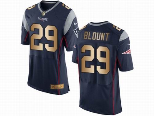 Nike New England Patriots #29 LeGarrette Blount Navy Blue New Elite Gold Jersey