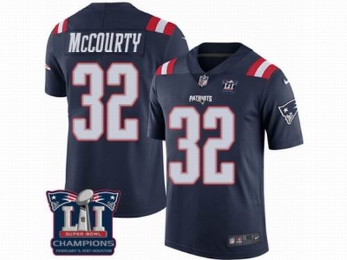 Nike New England Patriots #32 Devin McCourty Limited Navy Blue Rush Super Bowl LI Champions Jersey