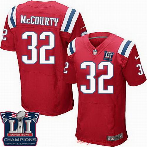 Nike New England Patriots #32 Devin McCourty Red 2017 Super Bowl LI Champions Patch Elite Jersey