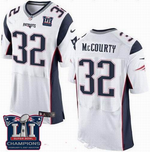 Nike New England Patriots #32 Devin McCourty White 2017 Super Bowl LI Champions Patch Elite Jersey