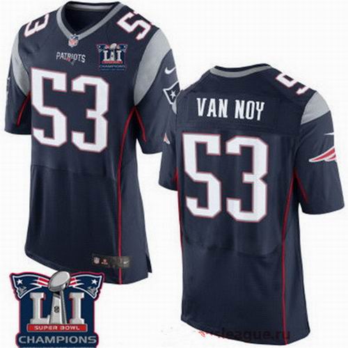 Nike New England Patriots #53 Kyle Van Noy Navy Blue 2017 Super Bowl LI Champions Patch Elite Jersey