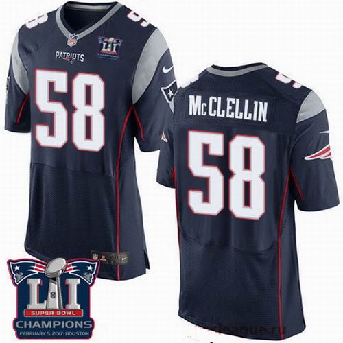 Nike New England Patriots #58 Shea McClellin Navy Blue 2017 Super Bowl LI Champions Patch Elite Jersey