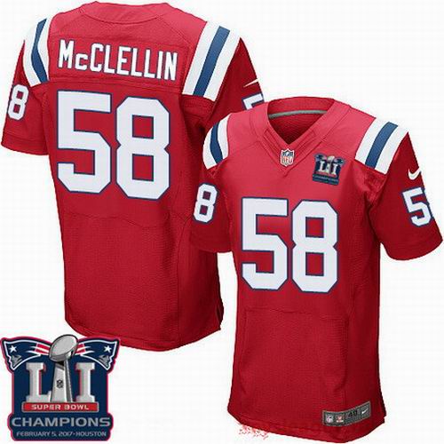 Nike New England Patriots #58 Shea McClellin Red 2017 Super Bowl LI Champions Patch Elite Jersey