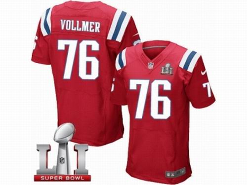 Nike New England Patriots #76 Sebastian Vollmer Elite Red Super Bowl LI 51 Jersey