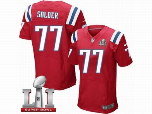 Nike New England Patriots #77 Nate Solder Elite Red Super Bowl LI 51 Jersey