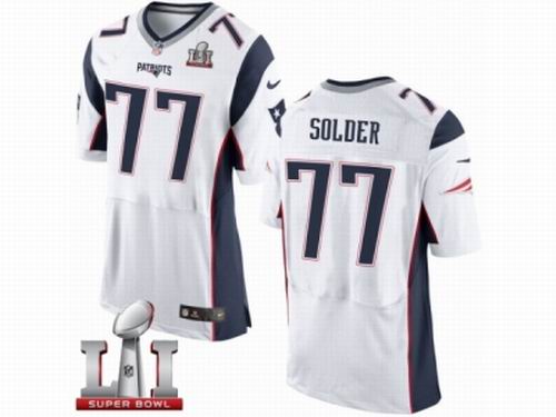 Nike New England Patriots #77 Nate Solder Elite White Super Bowl LI 51 Jersey