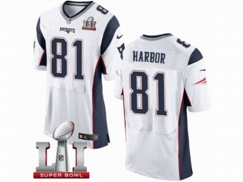 Nike New England Patriots #81 Clay Harbor Elite White Super Bowl LI 51 Jersey