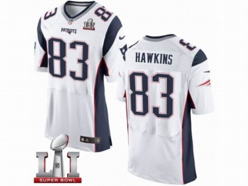 Nike New England Patriots #83 Lavelle Hawkins Elite White Super Bowl LI 51 Jersey