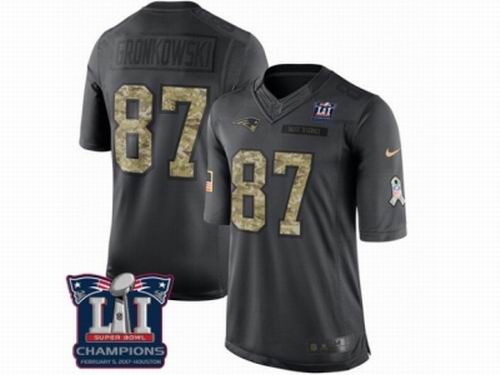 Nike New England Patriots #87 Rob Gronkowski Limited Black 2016 Salute to Service Super Bowl LI Champions Jersey