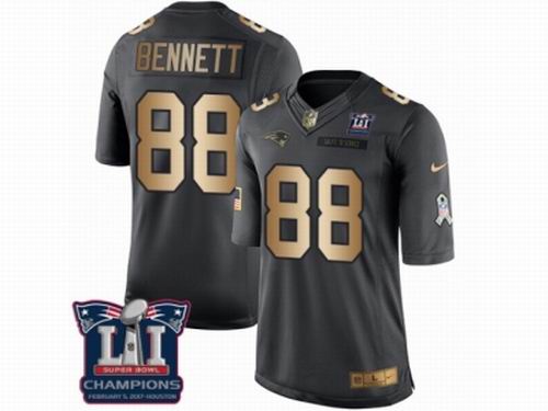 Nike New England Patriots #88 Martellus Bennett Limited Black Gold Salute to Service Super Bowl LI Champions Jersey