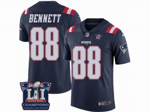 Nike New England Patriots #88 Martellus Bennett Limited Navy Blue Rush Super Bowl LI Champions Jersey