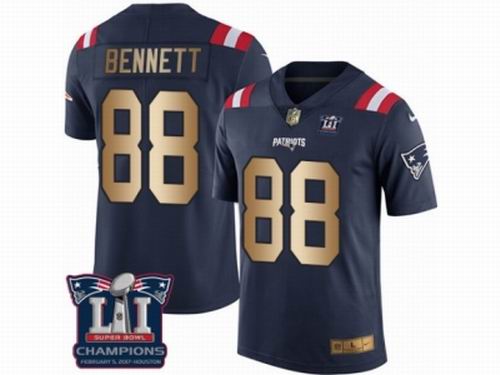 Nike New England Patriots #88 Martellus Bennett Limited Navy Gold Rush Super Bowl LI Champions Jersey