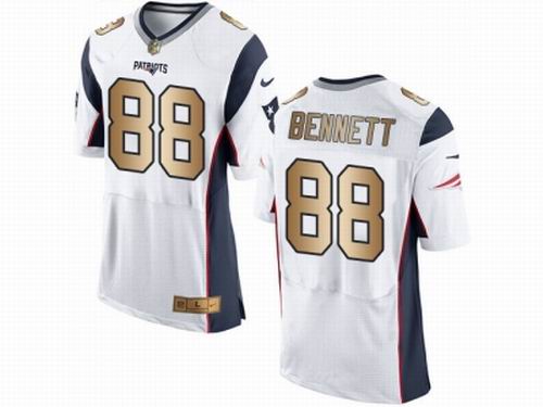 Nike New England Patriots #88 Martellus Bennett White New Elite Gold Jersey