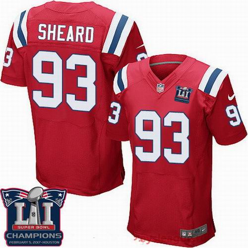 Nike New England Patriots #93 Jabaal Sheard Red 2017 Super Bowl LI Champions Patch Elite Jersey