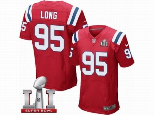 Nike New England Patriots #95 Chris Long Elite Red Super Bowl LI 51 Jersey