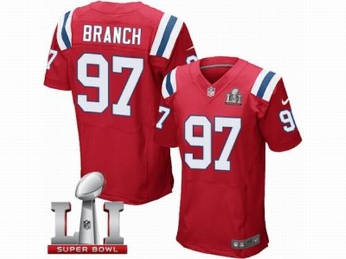 Nike New England Patriots #97 Alan Branch Elite White Super Bowl LI 51 Jersey