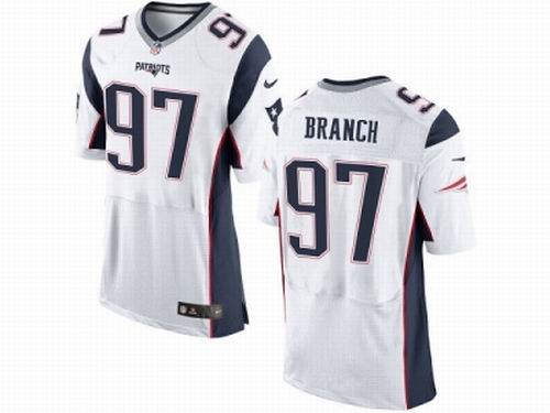Nike New England Patriots #97 Alan Branch White Elite Jersey