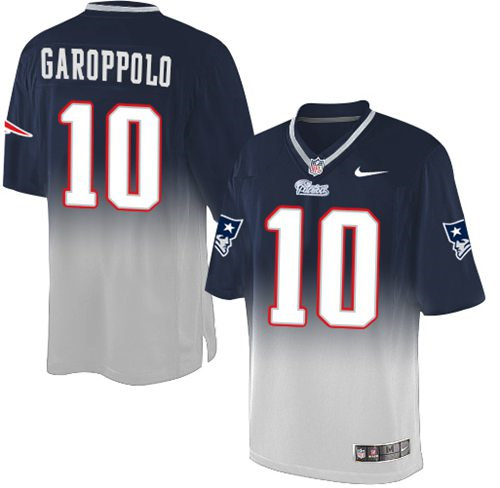 Nike New England Patriots 10 Jimmy Garoppolo Navy Blue Grey NFL Elite Fadeaway Fashion Jersey
