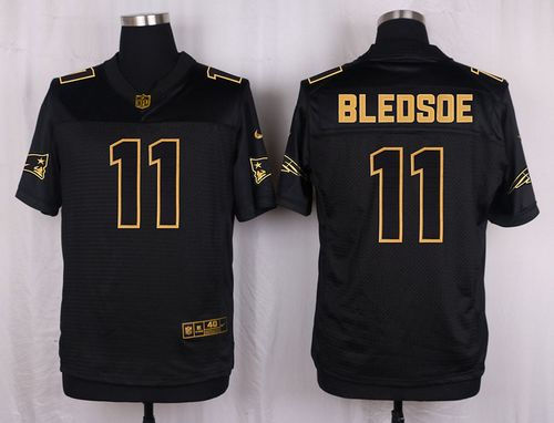 Nike New England Patriots 11 Drew Bledsoe Pro Line Black Gold Collection NFL Elite Jersey