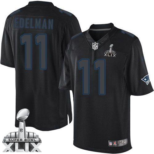 Nike New England Patriots 11 Julian Edelman Black Super Bowl XLIX NFL Impact Limited Jersey