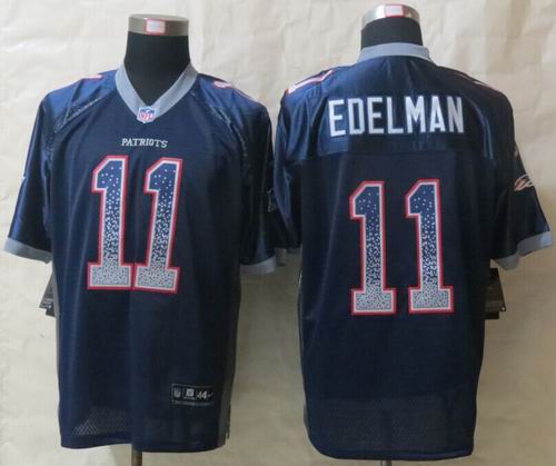 Nike New England Patriots 11 Julian Edelman Drift Fashion Blue Elite Jerseys
