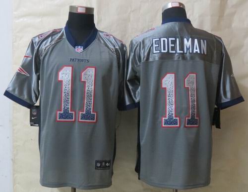 Nike New England Patriots 11 Julian Edelman Drift Fashion Grey Elite Jerseys