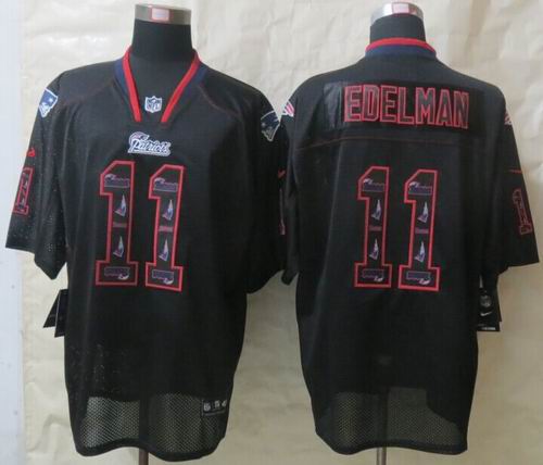 Nike New England Patriots 11 Julian Edelman Lights Out Black Elite Jersey