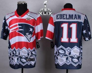 Nike New England Patriots 11 Julian Edelman Navy Blue Super Bowl XLIX NFL Elite Noble Fashion Jersey