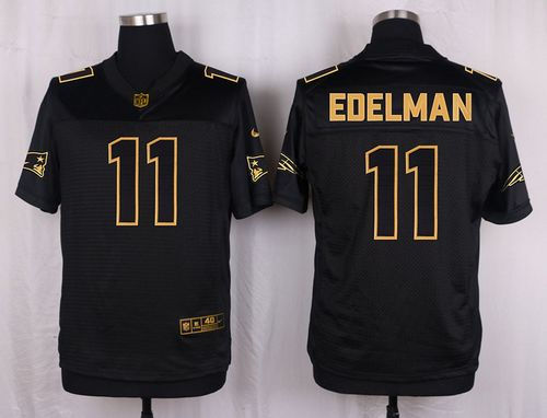 Nike New England Patriots 11 Julian Edelman Pro Line Black Gold Collection NFL Elite Jersey