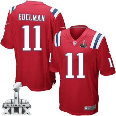 Nike New England Patriots 11 Julian Edelman Red Alternate Super Bowl XLIX NFL Game Jersey