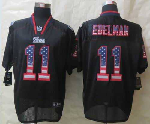 Nike New England Patriots 11 Julian Edelman USA Flag Fashion Black Elite Jerseys