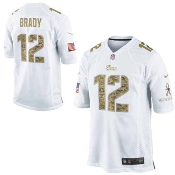 Nike New England Patriots 12# Tom Brady White Salute to Service Game jerseys