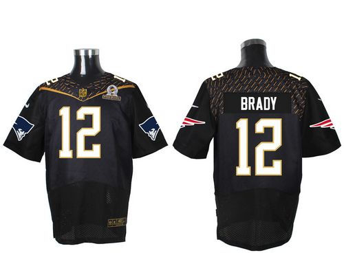 Nike New England Patriots 12 Tom Brady Black 2016 Pro Bowl NFL Elite Jersey