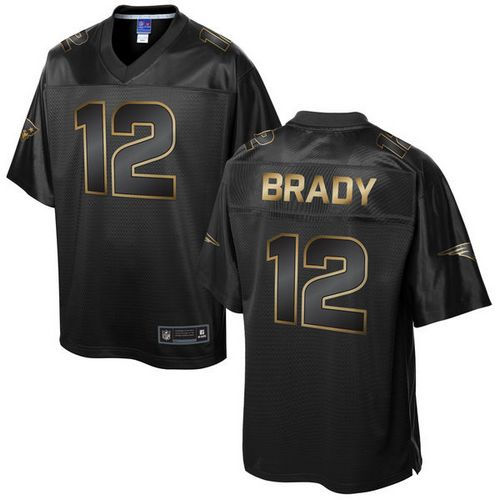 Nike New England Patriots 12 Tom Brady Pro Line Black Gold Collection NFL Game Jersey