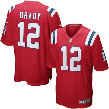 Nike New England Patriots 12 Tom Brady Red Alternate NFL Game Jersey