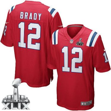 Nike New England Patriots 12 Tom Brady Red Alternate Super Bowl XLIX NFL Game Jersey