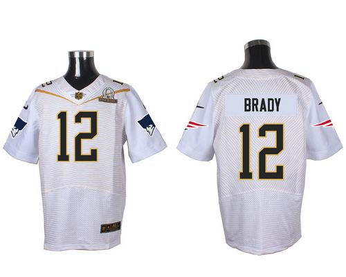 Nike New England Patriots 12 Tom Brady White 2016 Pro Bowl NFL Elite Jersey