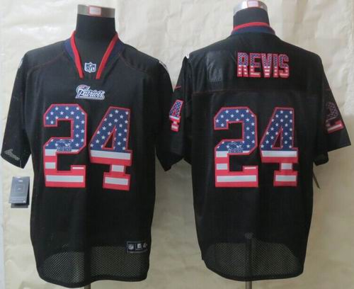 Nike New England Patriots 24 Darrelle Revis USA Flag Fashion Black Elite Jerseys