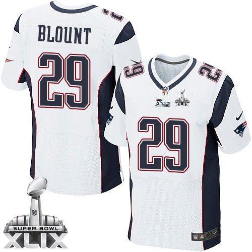 Nike New England Patriots 29 LeGarrette Blount White Super Bowl XLIX NFL Elite Jersey