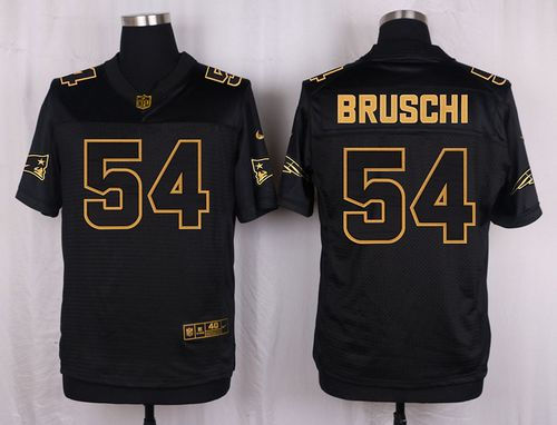 Nike New England Patriots 54 Tedy Bruschi Pro Line Black Gold Collection NFL Elite Jersey
