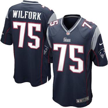 Nike New England Patriots 75 Vince Wilfork Navy Blue Team Color NFL Game Jersey