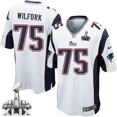Nike New England Patriots 75 Vince Wilfork White Super Bowl XLIX NFL Game Jersey